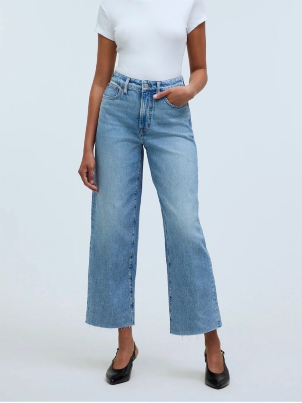 Madewell Jeans Women 2 25" Blue Curvy Perfect Vintage Wide Leg Crop Light Casual